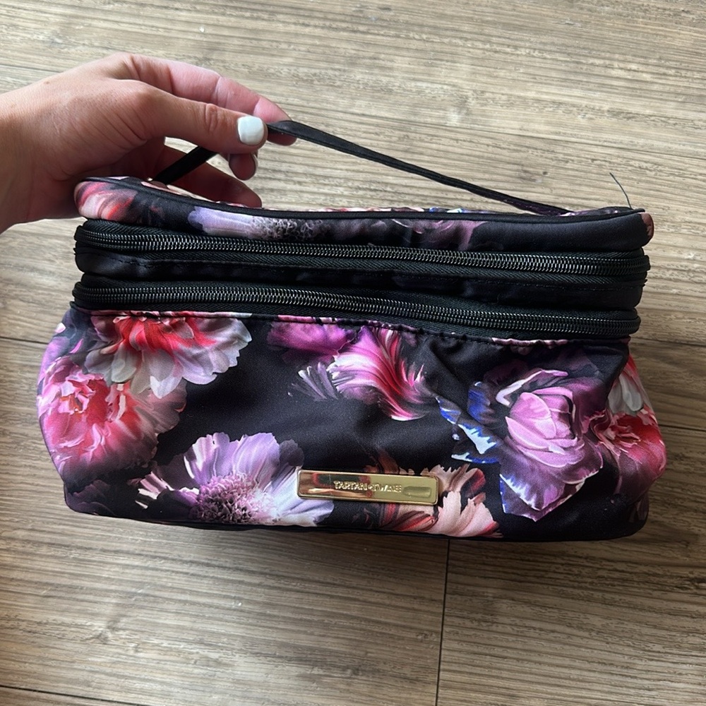 Vibrant Floral Cosmetic Bag - Black and Pink (Tartan + Twine)